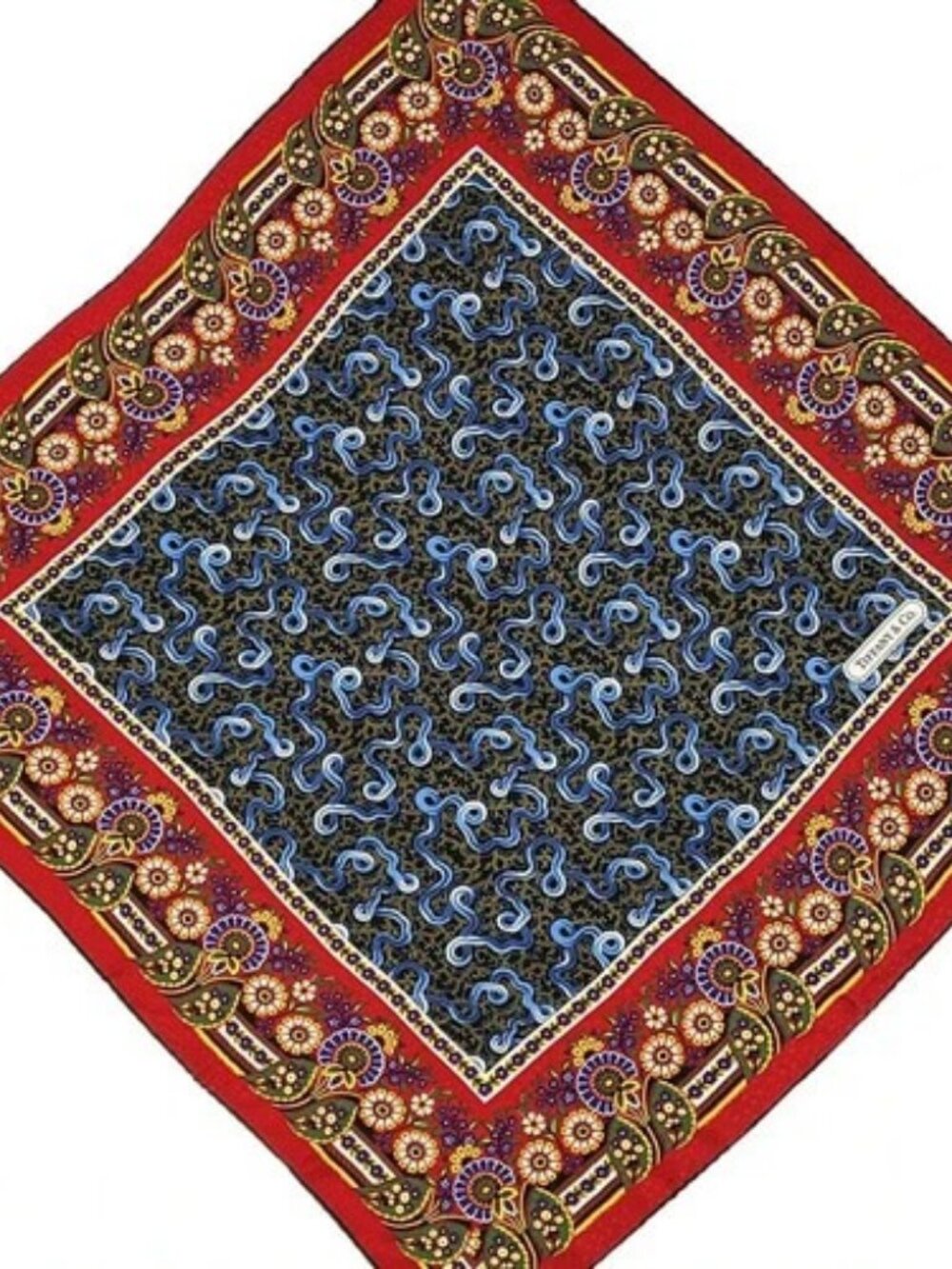 TIFFANY&Co. Red Blue Multi Scarf